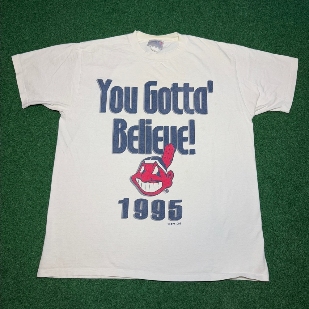 Vintage 90s Cleveland Indians 90s You Gotta Believe Chalk Line XL T Shirt